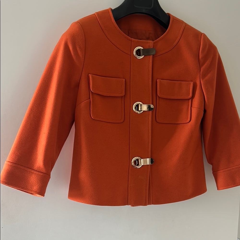 Orange Kids Jacket with Buckle Closure